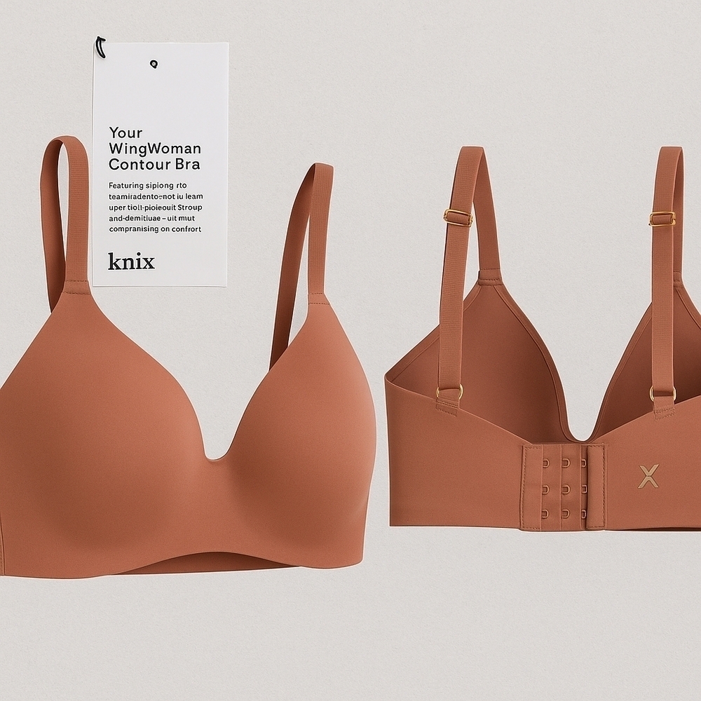 NWT KNIX WING WOMAN CONTOUR BRA SIZE 6 ROSE NUDE PLUNGE NECKLINE MOLDED FOAM CUP